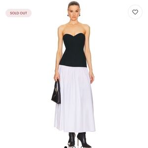 Helsa Faille Colorblock Midi Dress in Black & White Strapless  Maxi Dress